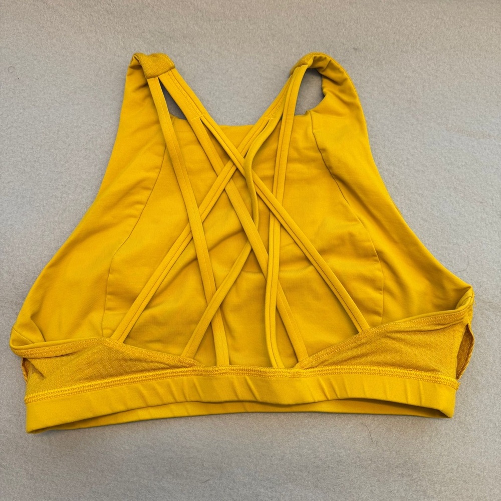 Lululemon | High Neck Strappy Back Sports Bra | Mustard Yellow - Picture 3 of 4